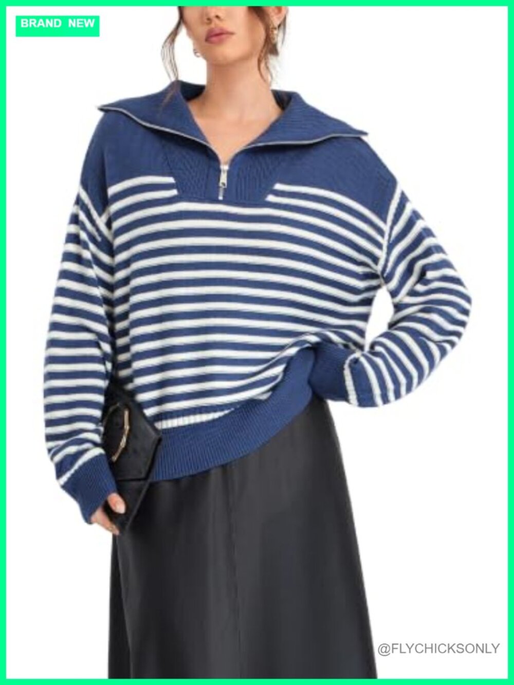 Wool Blend Quarter Zip Sweater Collared Pullover Womens